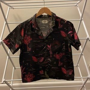 Marine Layer Lucy Resort Shirt in Midnight Palms X-Small Like New